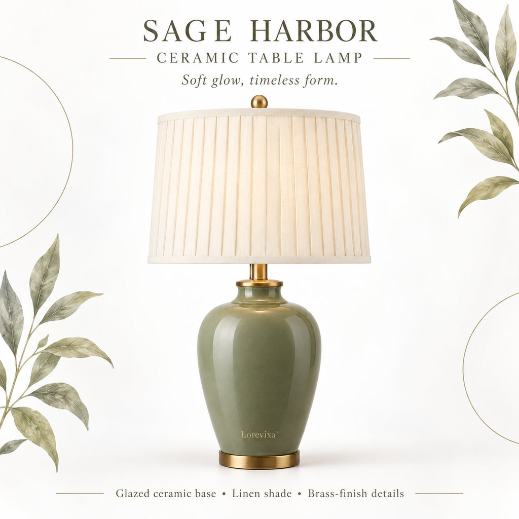 Kelmarixa™ Sage Harbor Ceramic Table Lamp