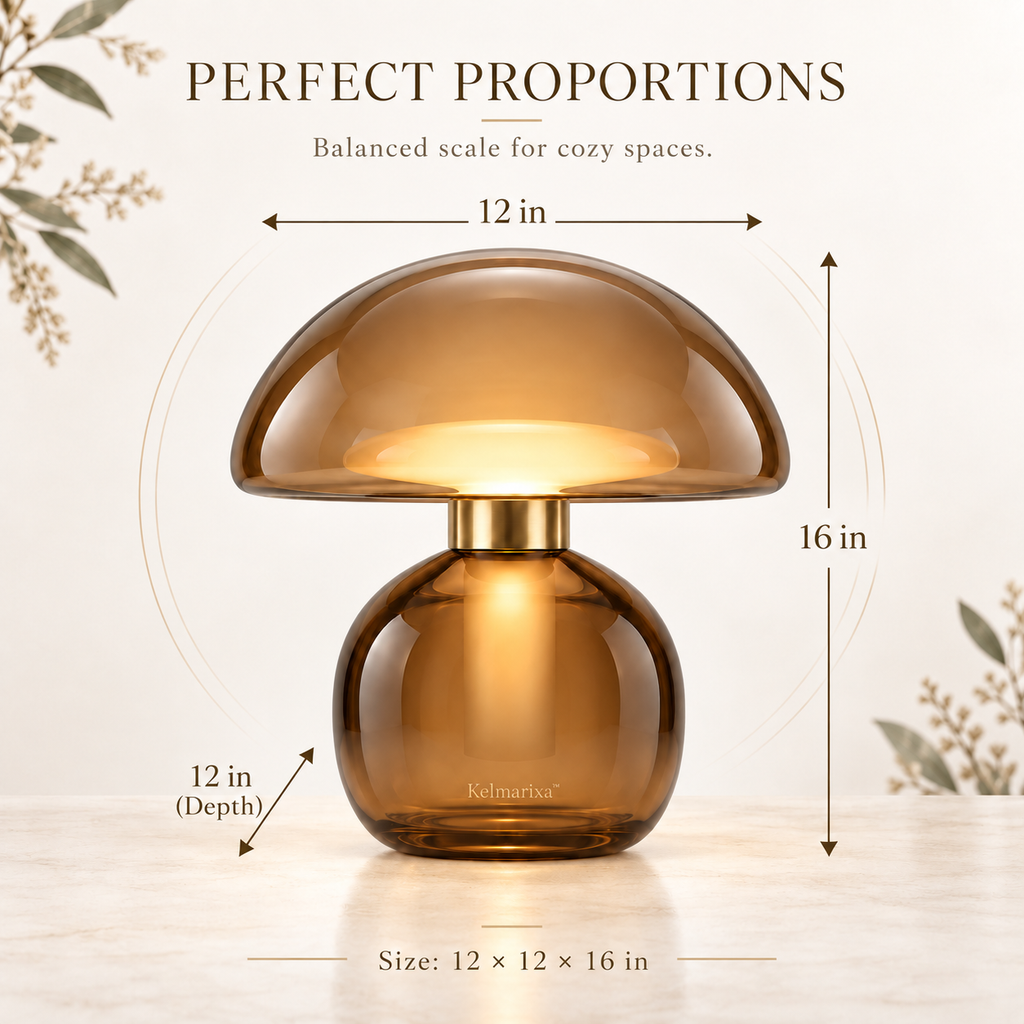 Kelmarixa™ Amber Halo Glass Mushroom Lamp