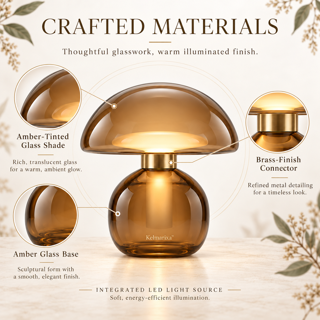 Kelmarixa™ Amber Halo Glass Mushroom Lamp