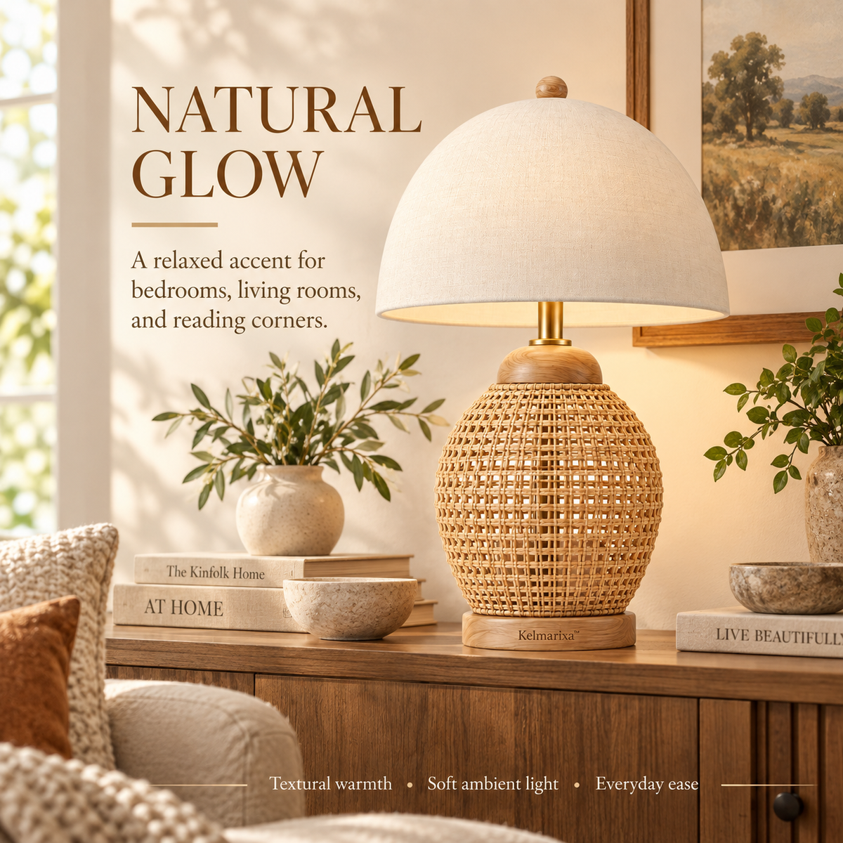 Kelmarixa™ Rattan Cove Woven Table Lamp