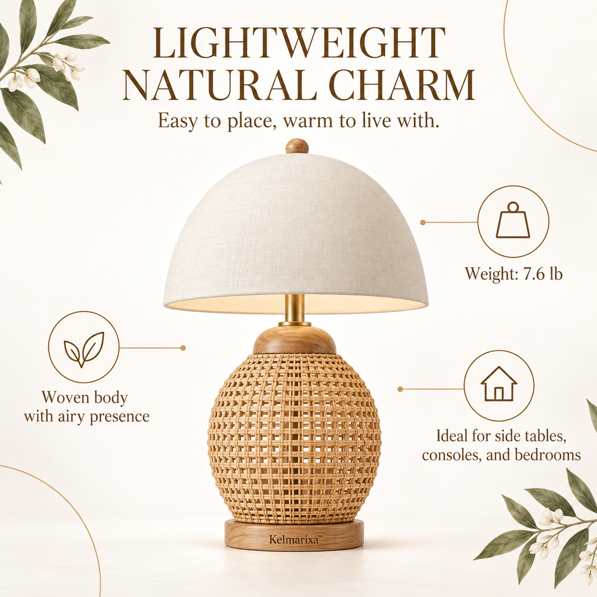 Kelmarixa™ Rattan Cove Woven Table Lamp