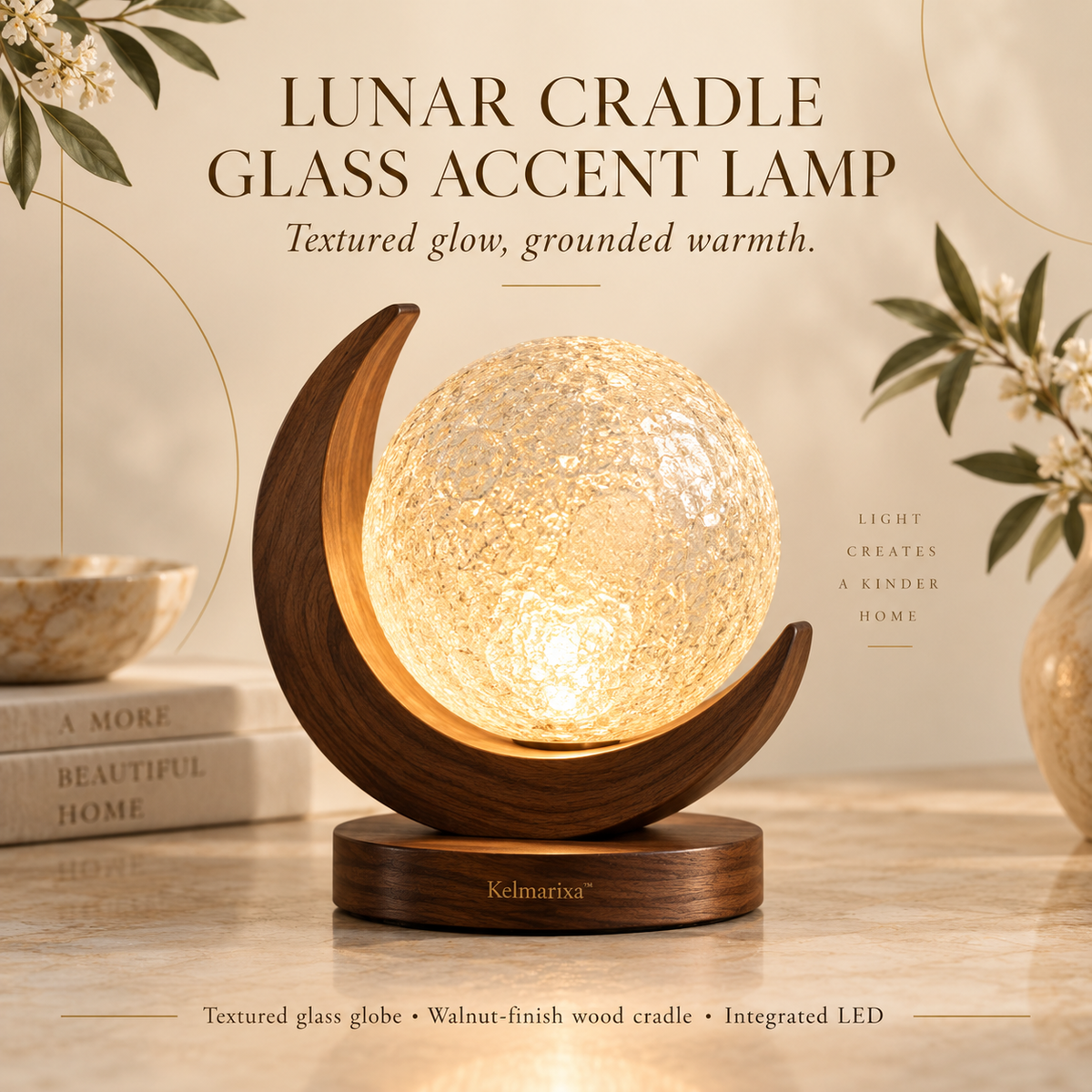 Kelmarixa™ Lunar Cradle Glass Accent Lamp