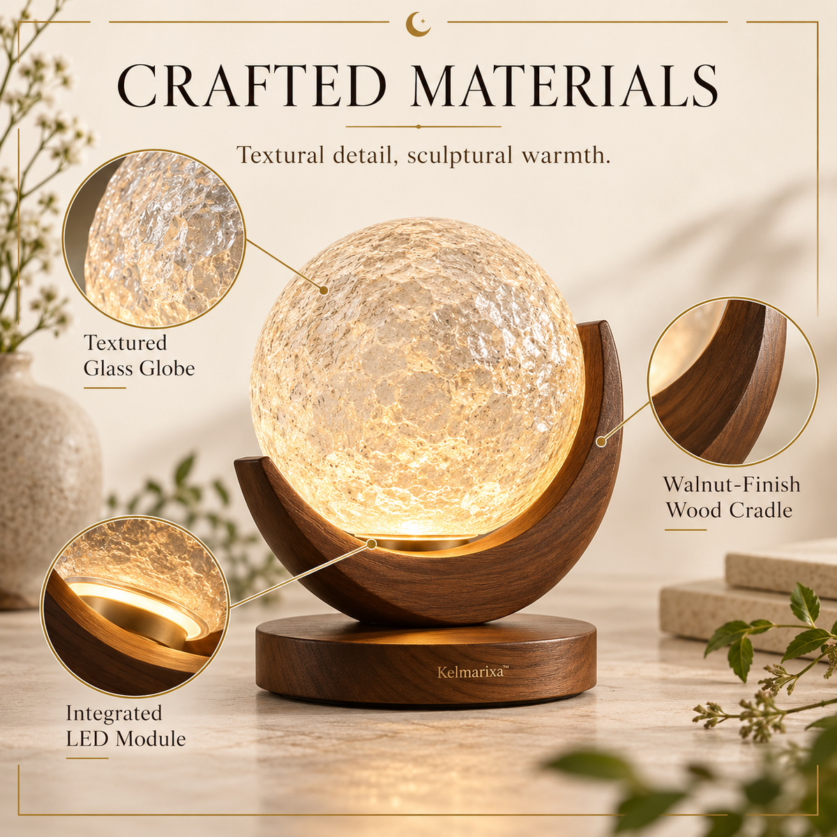 Kelmarixa™ Lunar Cradle Glass Accent Lamp