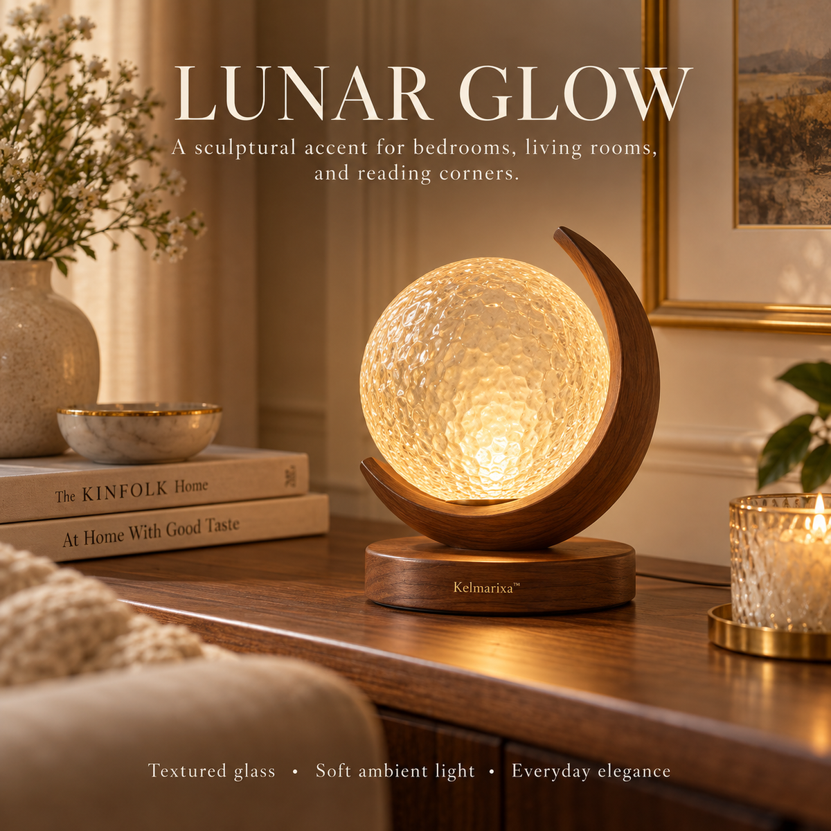 Kelmarixa™ Lunar Cradle Glass Accent Lamp