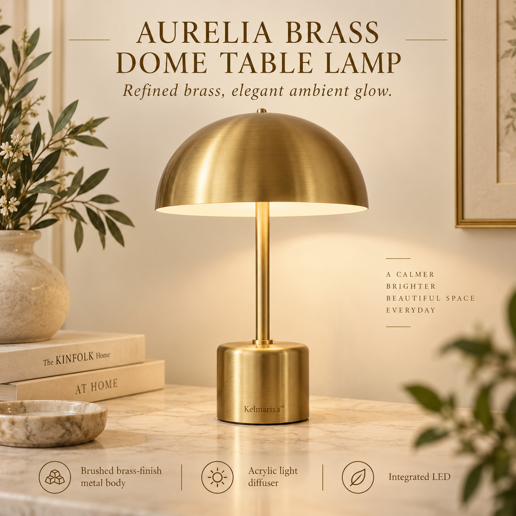 Kelmarixa™ Aurelia Brass Dome Table Lamp