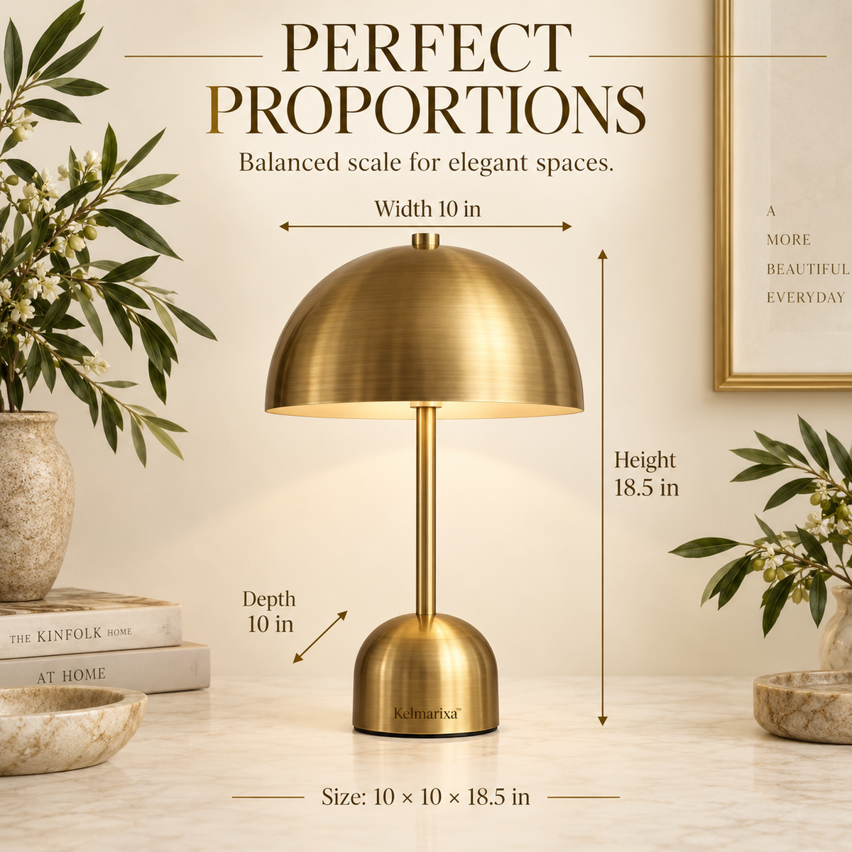 Kelmarixa™ Aurelia Brass Dome Table Lamp