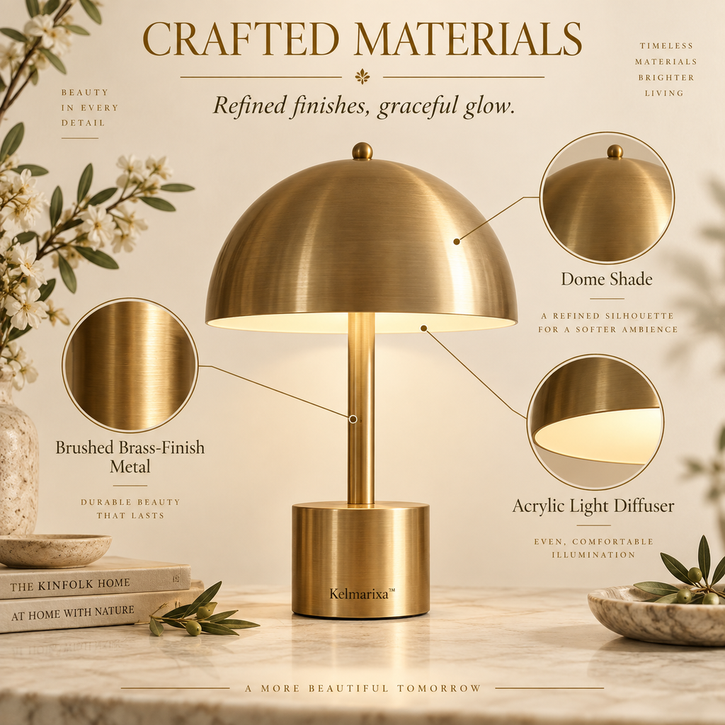 Kelmarixa™ Aurelia Brass Dome Table Lamp