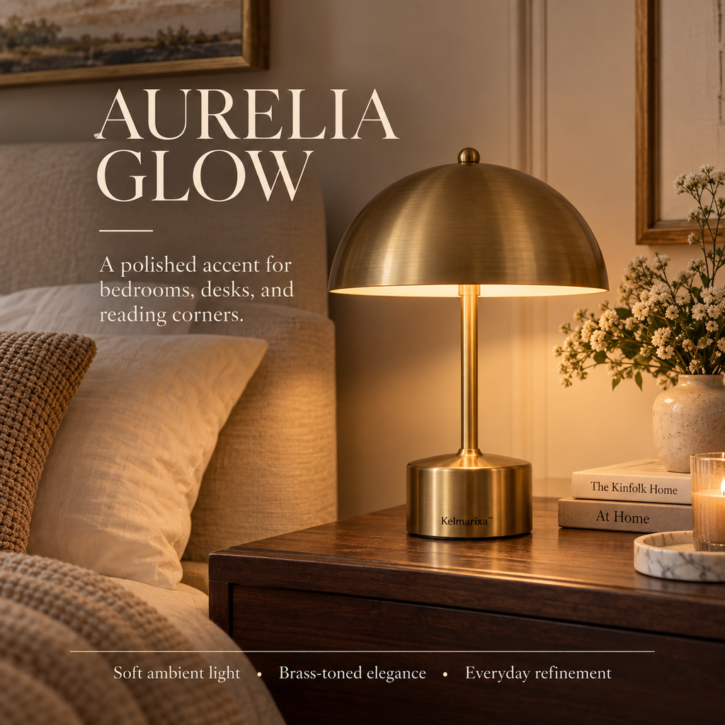 Kelmarixa™ Aurelia Brass Dome Table Lamp