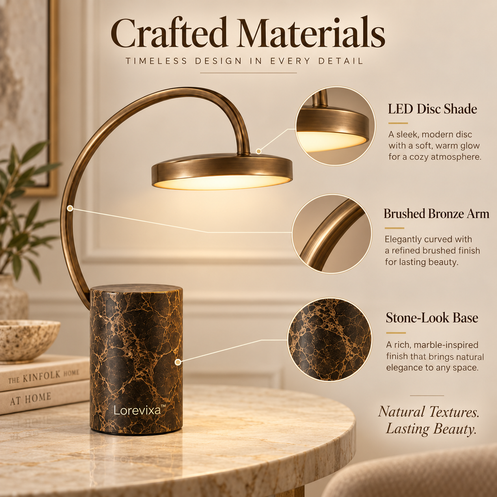 Kelmarixa™ Sable Arc Stone LED Lamp