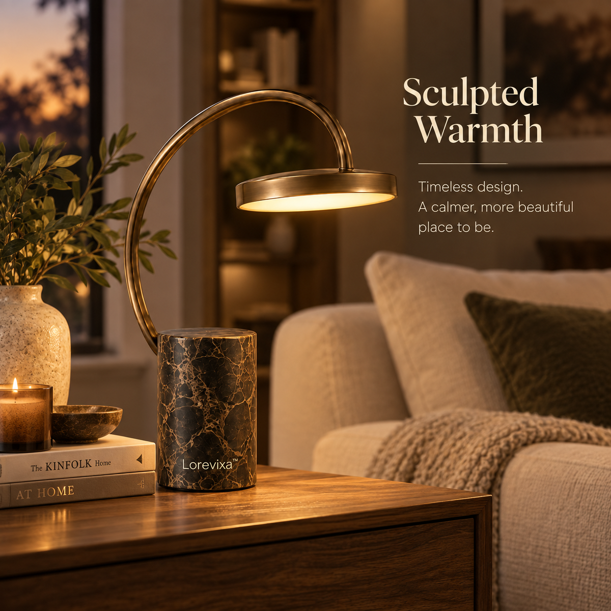 Kelmarixa™ Sable Arc Stone LED Lamp