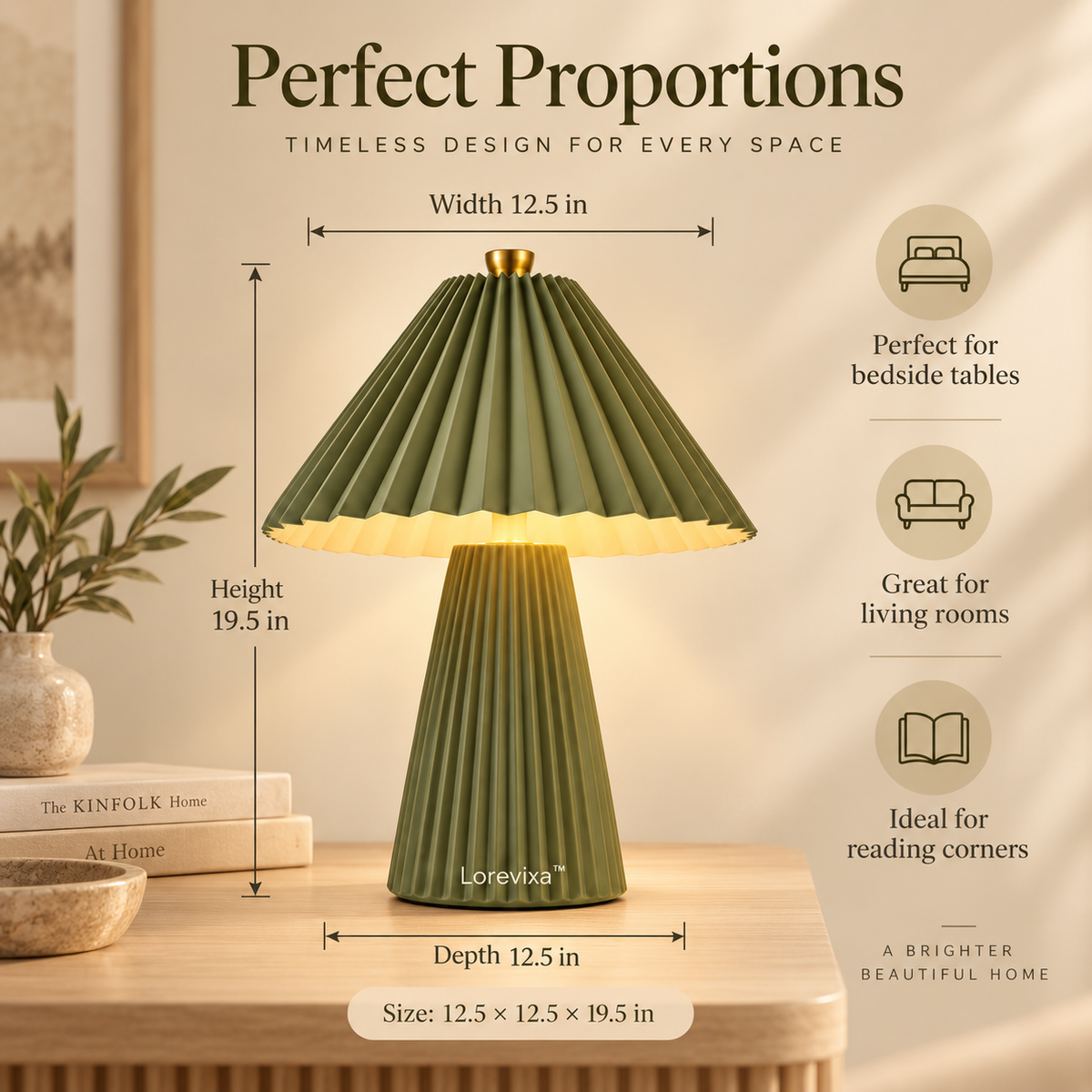 Kelmarixa™ Olive Fold Pleated Table Lamp