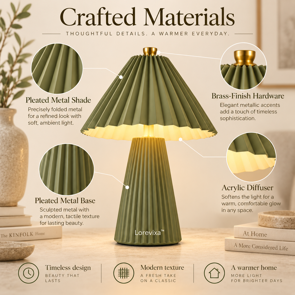 Kelmarixa™ Olive Fold Pleated Table Lamp